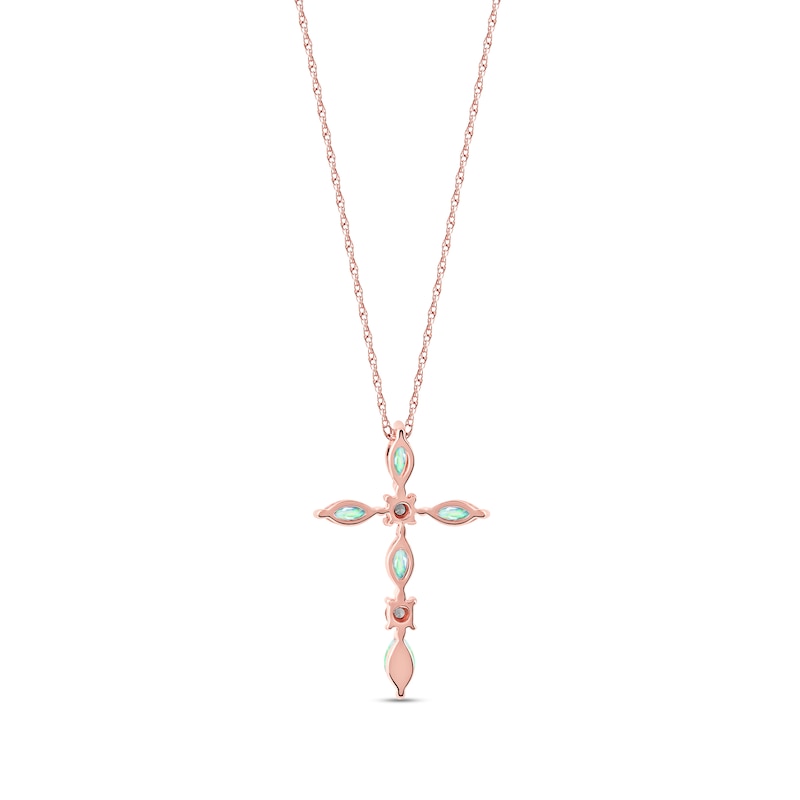 Marquise Opal and Diamond Accent Cross Pendant in 10K Rose Gold