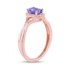 Thumbnail Image 2 of Oval Tanzanite and 1/20 CT. T.W. Diamond Frame Twist Shank Ring in 10K Rose Gold