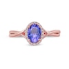 Thumbnail Image 3 of Oval Tanzanite and 1/20 CT. T.W. Diamond Frame Twist Shank Ring in 10K Rose Gold