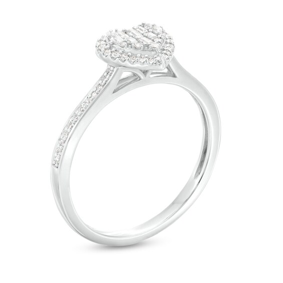 1/5 CT. T.w. Heart-Shaped Multi-Diamond Frame Ring in 10K White Gold