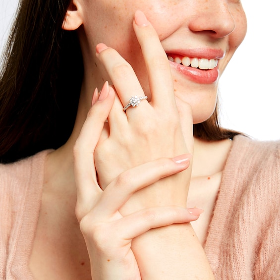 3/4 CT. T.w. Certified Lab-Grown Diamond Floral Frame Ring in 14K White Gold (F/Si2)