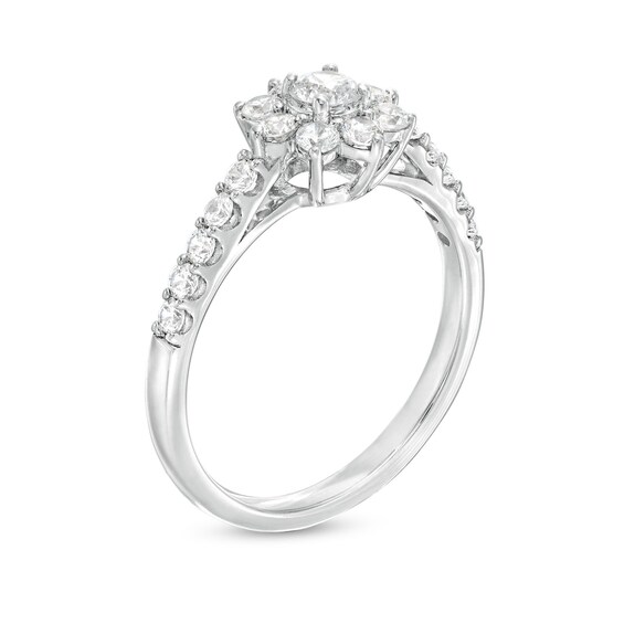 3/4 CT. T.w. Certified Lab-Grown Diamond Floral Frame Ring in 14K White Gold (F/Si2)