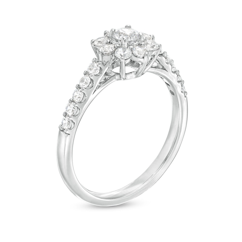 3/4 CT. T.W. Certified Lab-Created Diamond Floral Frame Ring in 14K White Gold (F/SI2)