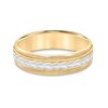 Thumbnail Image 2 of Men's 6.0mm Low Dome Carved Wedding Band in 10K Two-Tone Gold