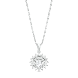 1 CT. T.W. Certified Lab-Created Diamond Double Sunburst Frame Pendant in 14K White Gold (F/SI2)