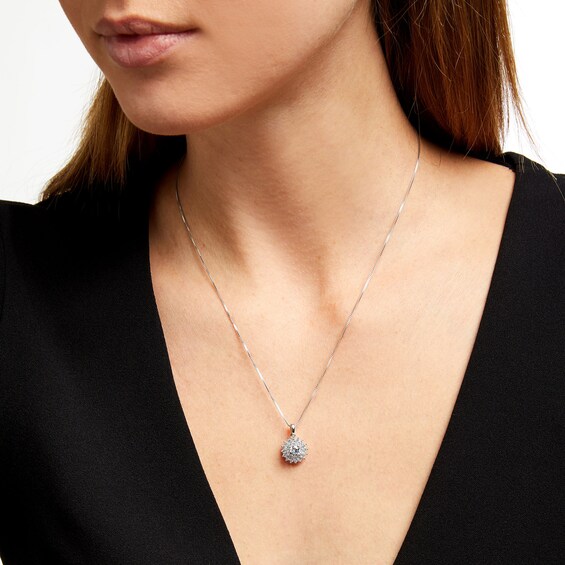1 CT. T.w. Certified Lab-Grown Diamond Double Sunburst Frame Pendant in 14K White Gold (F/Si2)
