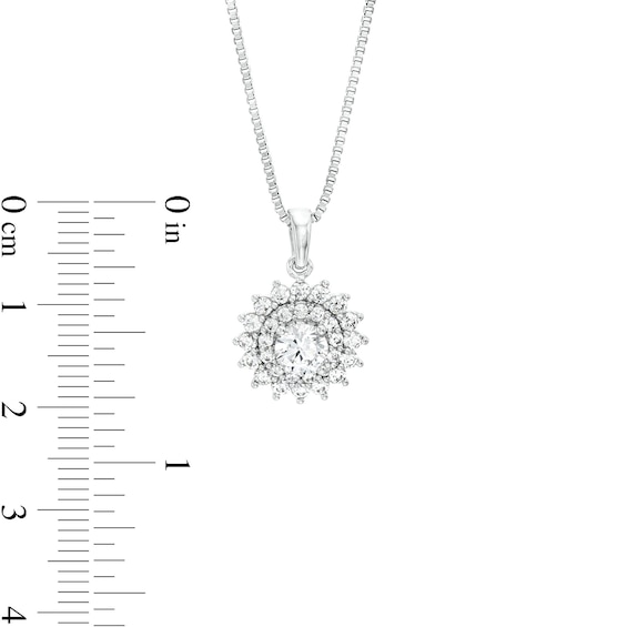 1 CT. T.w. Certified Lab-Grown Diamond Double Sunburst Frame Pendant in 14K White Gold (F/Si2)