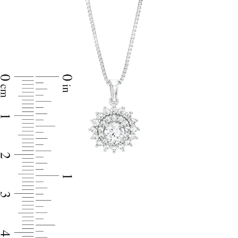 1 CT. T.W. Certified Lab-Created Diamond Double Sunburst Frame Pendant in 14K White Gold (F/SI2)