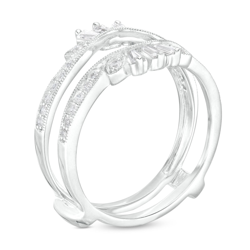 Main Image 2 of 1/3 CT. T.W. Baguette and Round Diamond Vintage-Style Solitaire Enhancer in 14K White Gold