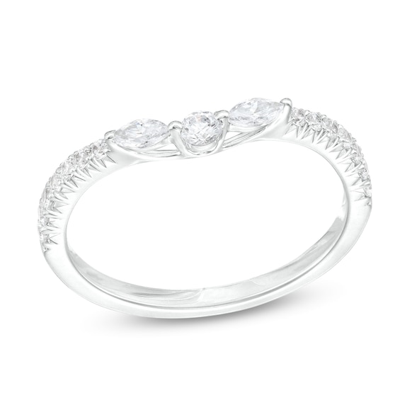 3/8 CT. T.w. Marquise and Round Diamond Contour Anniversary Band in 14K White Gold
