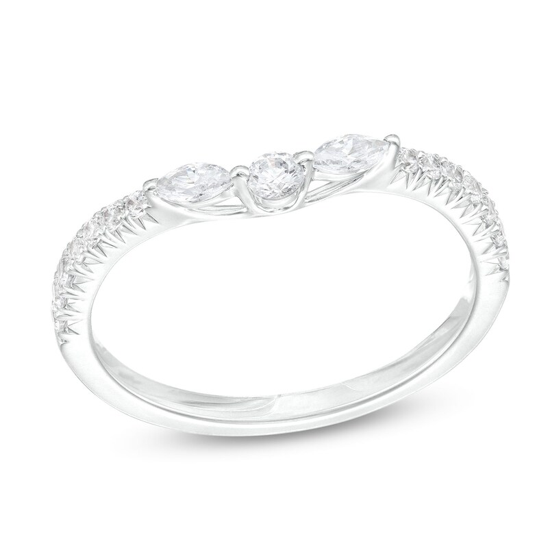 Main Image 1 of 3/8 CT. T.W. Marquise and Round Diamond Contour Anniversary Band in 14K White Gold