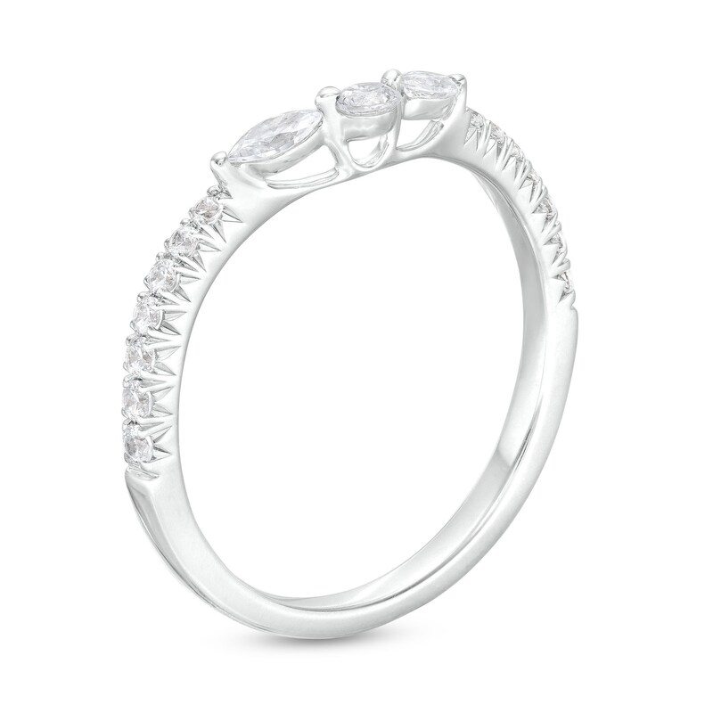 Main Image 3 of 3/8 CT. T.W. Marquise and Round Diamond Contour Anniversary Band in 14K White Gold