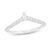 Thumbnail Image 1 of 1/4 CT. T.W. Pear-Shaped and Round Diamond Vintage-Style Chevron Anniversary Band in 14K White Gold