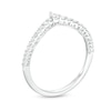 Thumbnail Image 3 of 1/4 CT. T.W. Pear-Shaped and Round Diamond Vintage-Style Chevron Anniversary Band in 14K White Gold