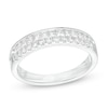 Thumbnail Image 1 of 5/8 CT. T.W. Princess-Cut and Round Diamond Double Row Anniversary Band in 14K White Gold