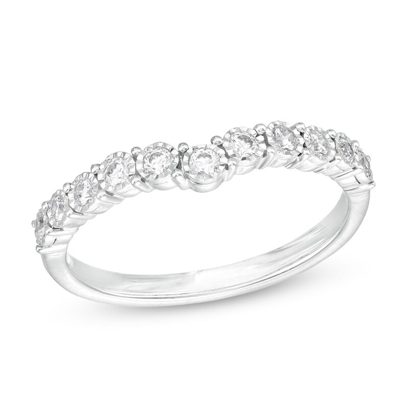 Main Image 1 of 1/4 CT. T.W. Diamond Contour Anniversary Band in 14K White Gold