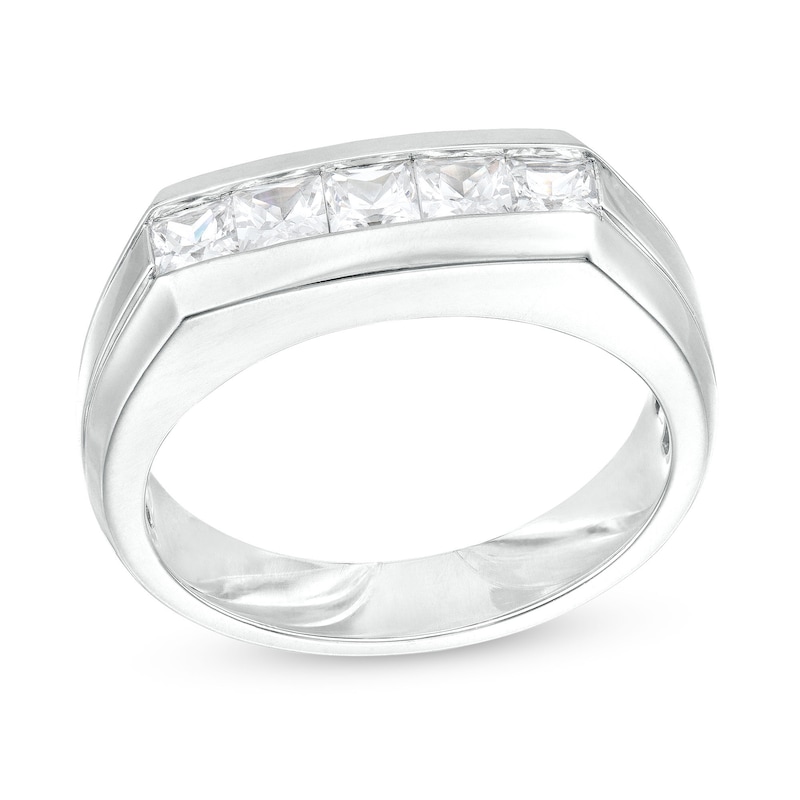 Main Image 1 of 1 CT. T.W. Square-Cut Diamond Five Stone Wedding Band in 10K White Gold