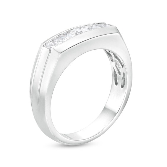 1 CT. T.w. Square-Cut Diamond Five Stone Wedding Band in 10K White Gold