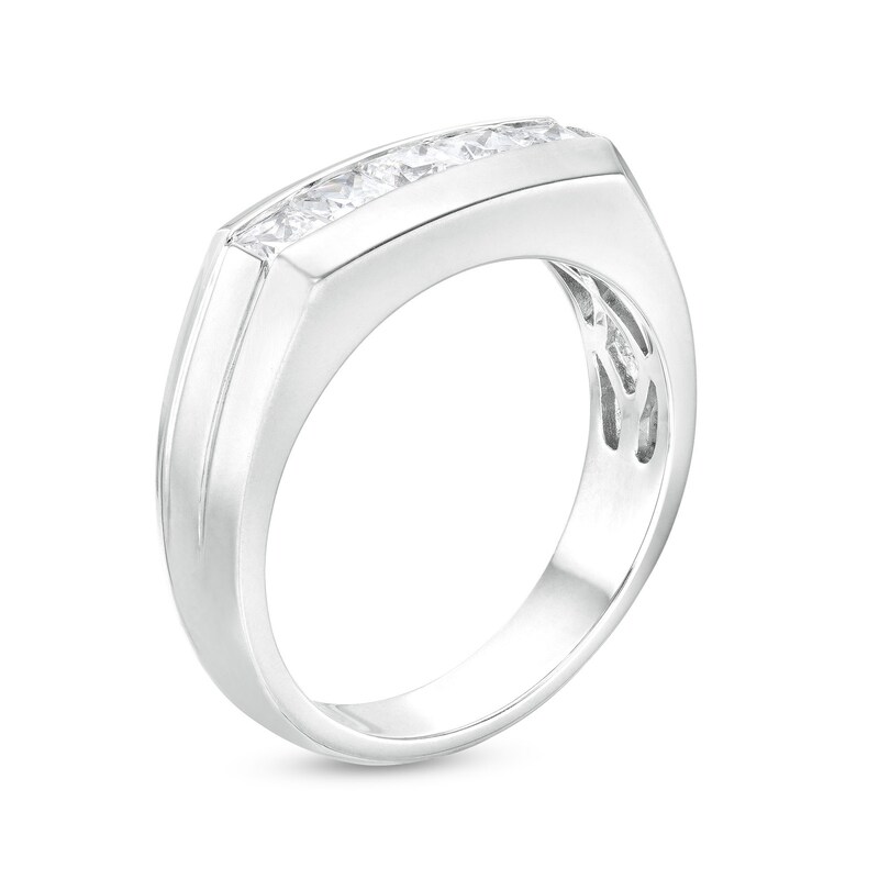 Main Image 3 of 1 CT. T.W. Square-Cut Diamond Five Stone Wedding Band in 10K White Gold