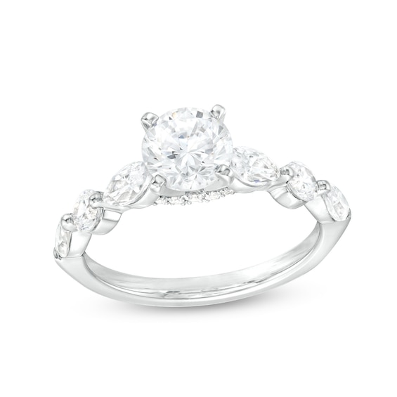 2 CT. T.w. Certified Diamond Alternating Shank Engagement Ring in 14K White Gold (I/I1)