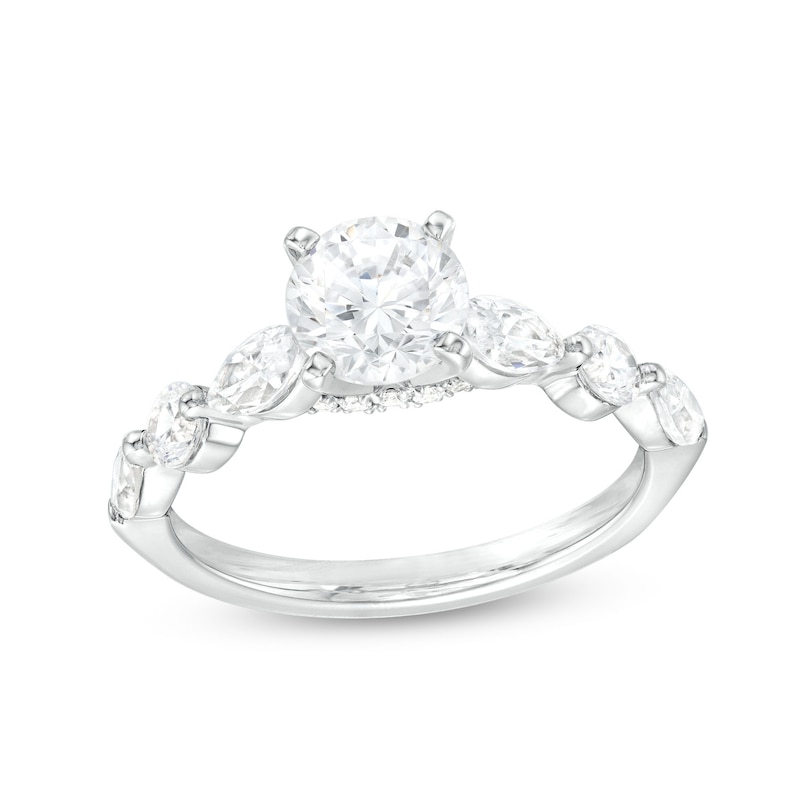 Main Image 1 of 2 CT. T.W. Certified Diamond Alternating Shank Engagement Ring in 14K White Gold (I/I1)