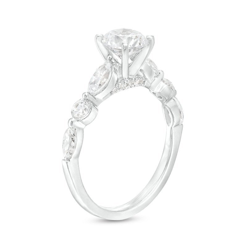 Main Image 3 of 2 CT. T.W. Certified Diamond Alternating Shank Engagement Ring in 14K White Gold (I/I1)