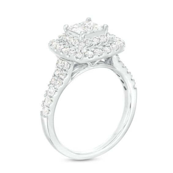 1-1/2 CT. T.w. Quad Princess-Cut Diamond Double Frame Engagement Ring in 14K White Gold