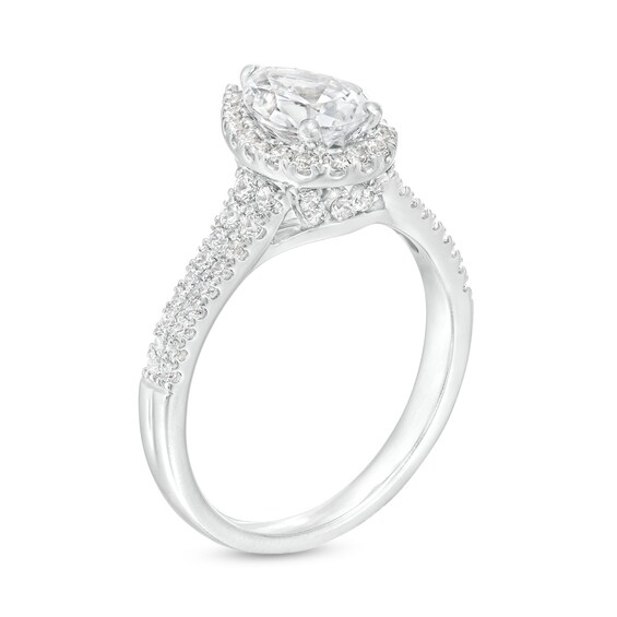 1-1/2 CT. T.w. Certified Pear-Shaped Diamond Frame Double Row Engagement Ring in 14K White Gold (I/I1)