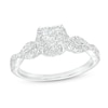 Thumbnail Image 0 of 3/8 CT. T.W. Princess-Cut Multi-Diamond Frame Vintage-Style Engagement Ring in 10K White Gold