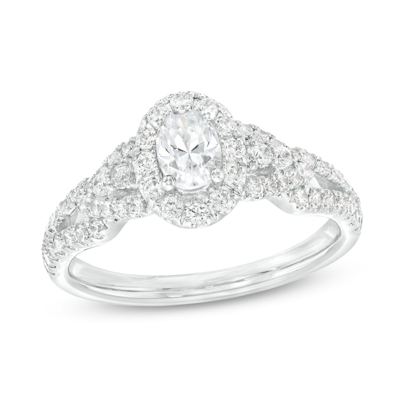 Main Image 1 of 1 CT. T.W. Oval Diamond Frame Loop Shank Engagement Ring in 14K White Gold