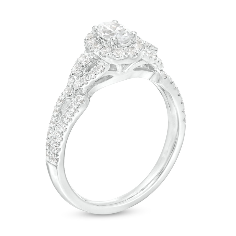 Main Image 3 of 1 CT. T.W. Oval Diamond Frame Loop Shank Engagement Ring in 14K White Gold