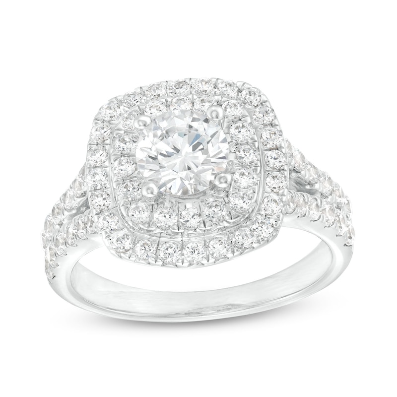 Main Image 1 of 2 CT. T.W. Diamond Double Frame Split Shank Engagement Ring in 14K White Gold