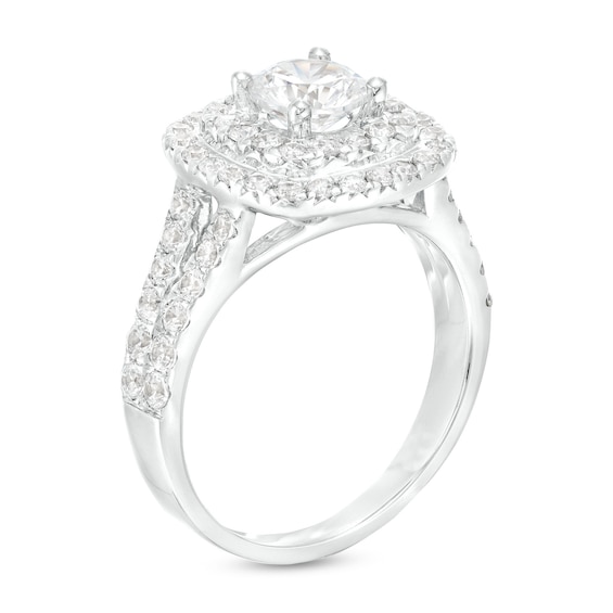 2 CT. T.w. Diamond Double Frame Split Shank Engagement Ring in 14K White Gold