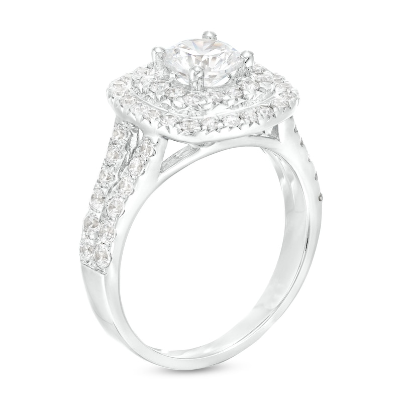Main Image 3 of 2 CT. T.W. Diamond Double Frame Split Shank Engagement Ring in 14K White Gold