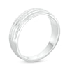 Thumbnail Image 3 of 1/3 CT. T.W. Diamond Beaded Double Row Vintage-Style Wedding Band in 10K White Gold