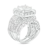 Thumbnail Image 2 of 5 CT. T.W. Quad Princess-Cut Diamond Frame Multi-Row Three Piece Bridal Set in 14K White Gold