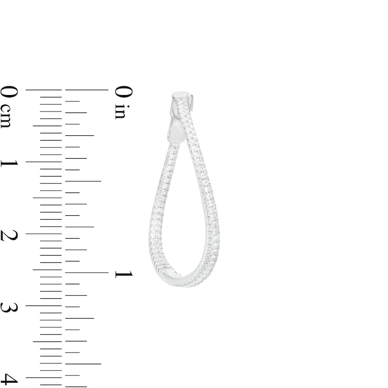 Main Image 3 of 1/2 CT. T.W. Diamond Twist Inside-Out Hoop Earrings in 10K White Gold