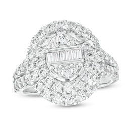 2 CT. T.W. Oval-Shaped Multi-Diamond Double Frame Ring in 10K White Gold