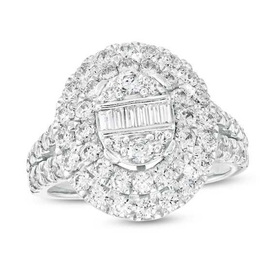 2 CT. T.w. Oval-Shaped Multi-Diamond Double Frame Ring in 10K White Gold