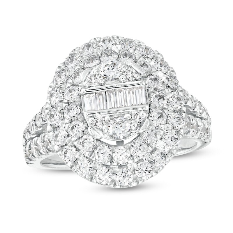 Main Image 1 of 2 CT. T.W. Oval-Shaped Multi-Diamond Double Frame Ring in 10K White Gold