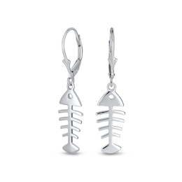 Fish Bone Drop Earrings in Sterling Silver