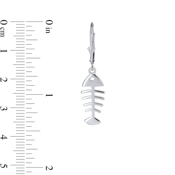 Fish Bone Drop Earrings in Sterling Silver