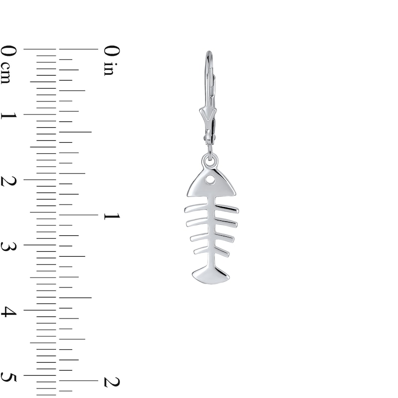 Main Image 2 of Fish Bone Drop Earrings in Sterling Silver