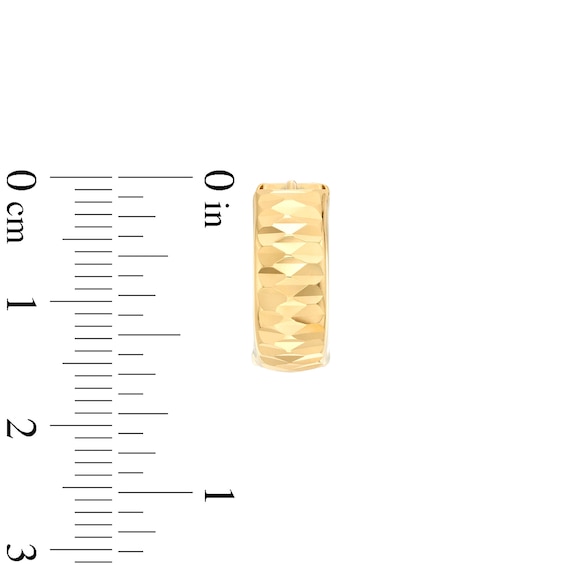 15.0mm Diamond-Cut Huggie Hoop Earrings in 10K Gold