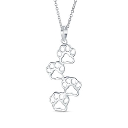 Staggered Paw Prints Pendant in Sterling Silver