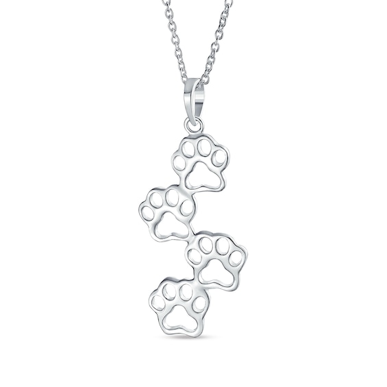 Staggered Paw Prints Pendant in Sterling Silver