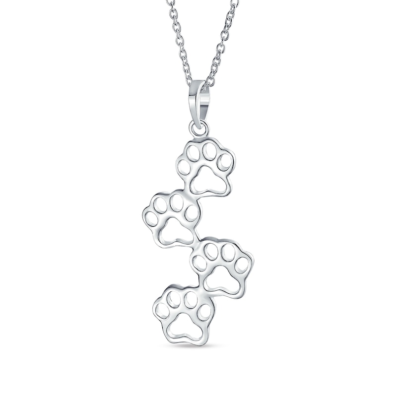 Main Image 1 of Staggered Paw Prints Pendant in Sterling Silver