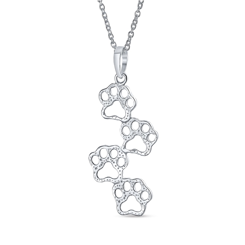 Main Image 2 of Staggered Paw Prints Pendant in Sterling Silver