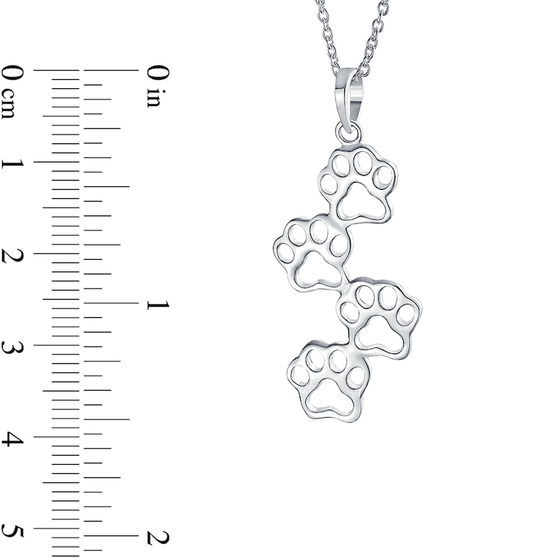 Main Image 3 of Staggered Paw Prints Pendant in Sterling Silver