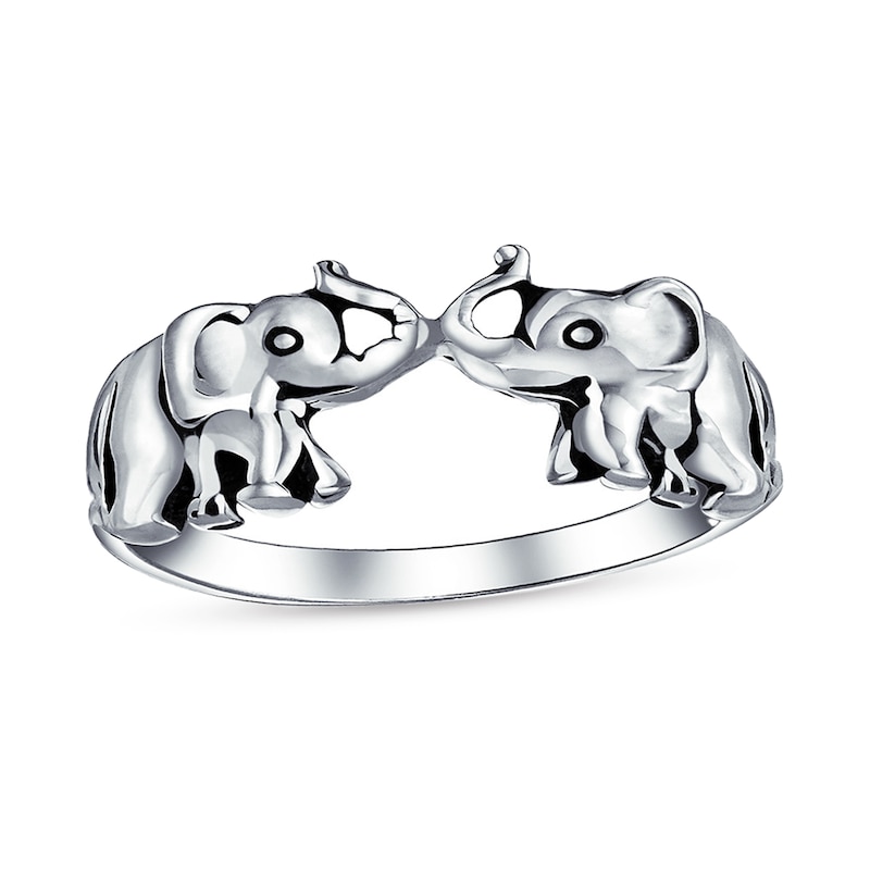 Oxidized Two Elephants Ring in Sterling Silver | Zales